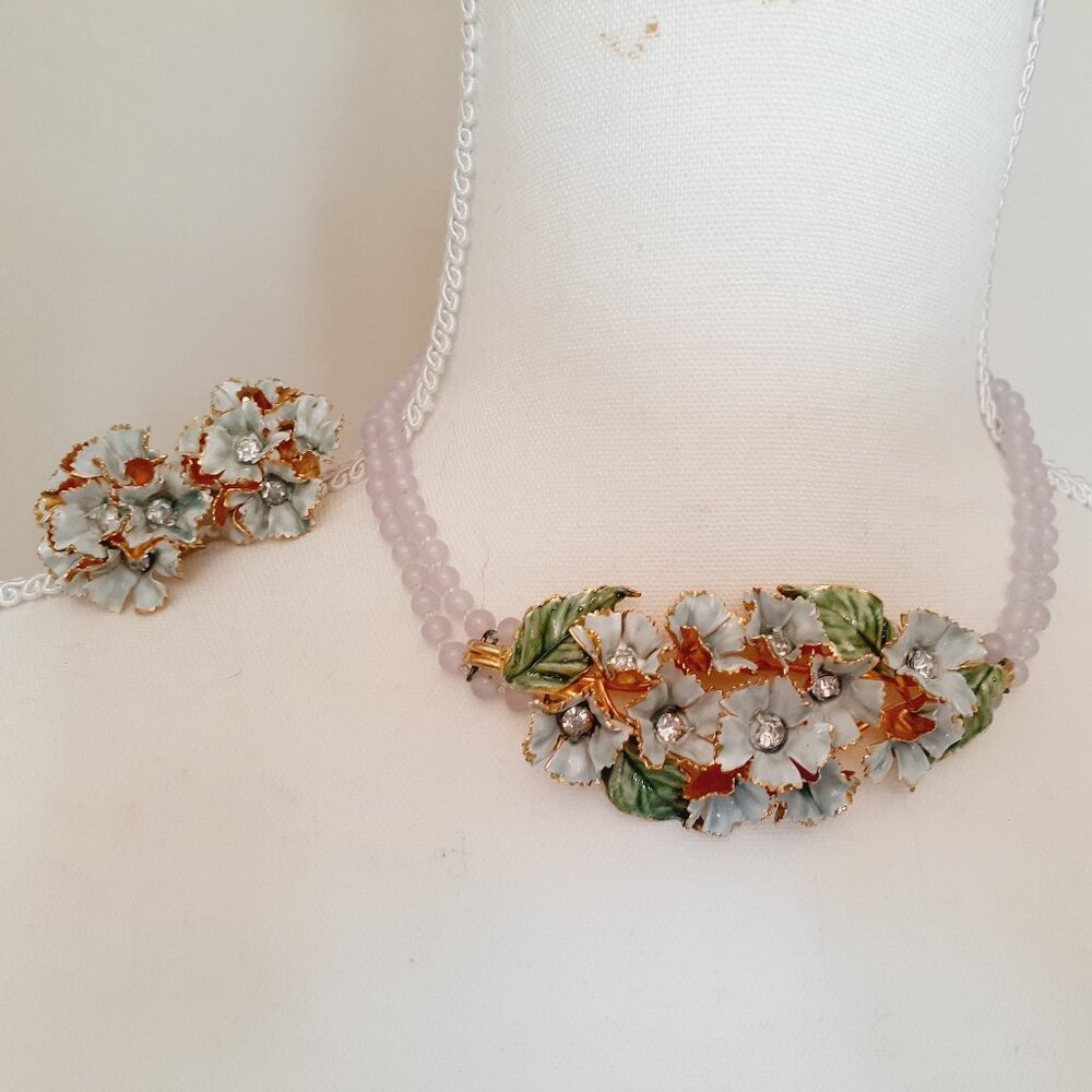 Sandor Vintage Enamel Necklace & Earring Set